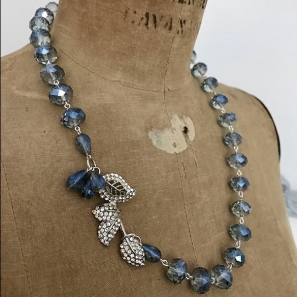 Something blue faceted blue rhinestone necklace